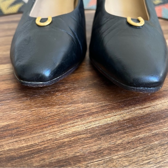 GUCCI Horseshoe Logo Black Leather Pumps US9 - Picture 5 of 15